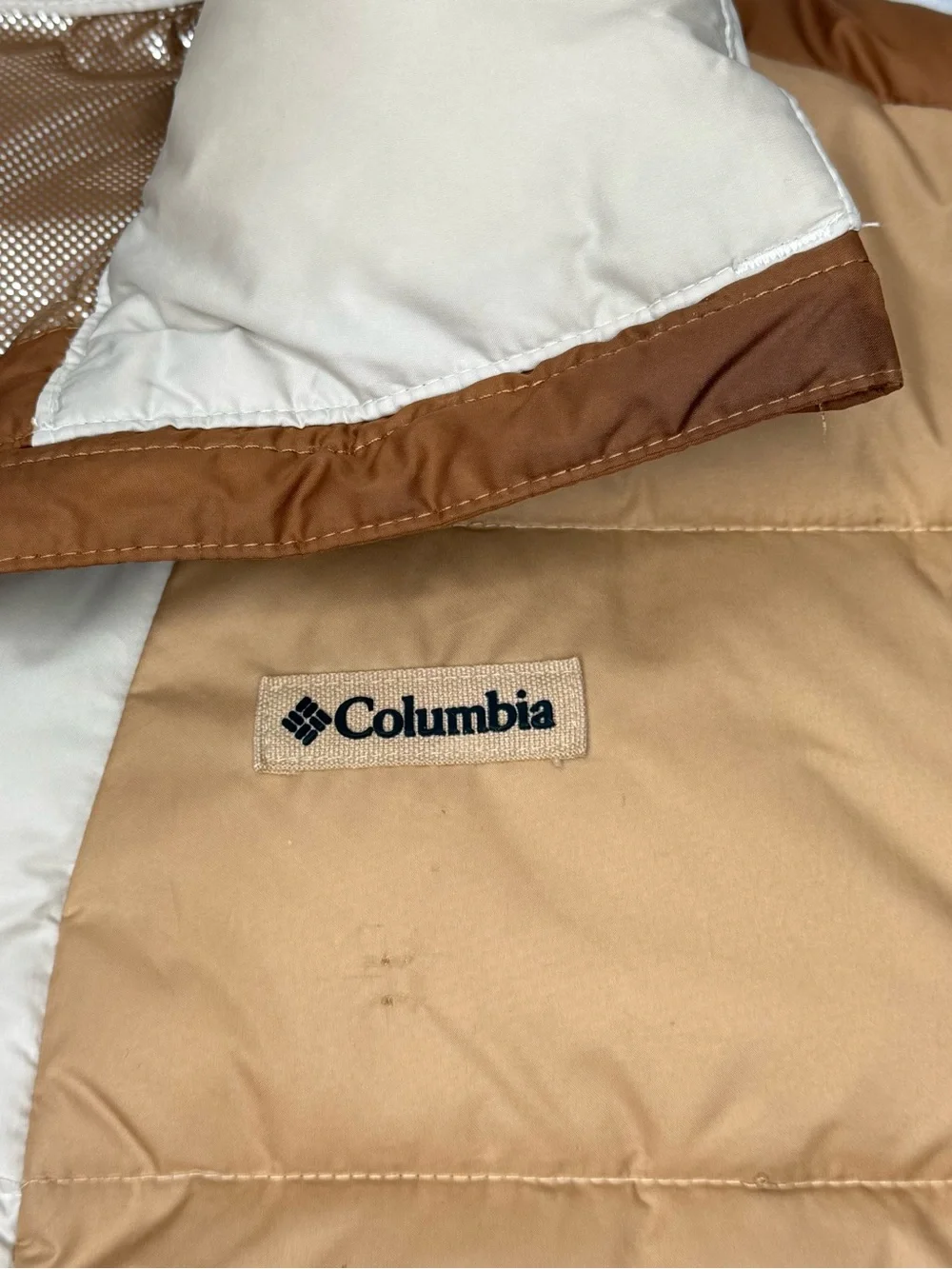 Columbia Women Pike Lake Puffer Jacket Size M Brown Colorblock Omniheat Gorpcore